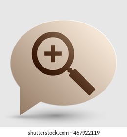 Zoom sign illustration. Brown gradient icon on bubble with shadow.