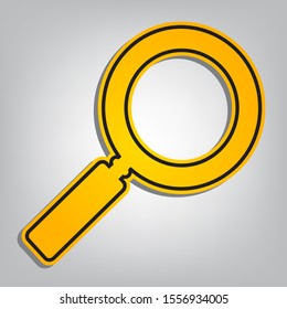 Zoom sign illustration. Flat orange icon with overlapping linear black icon with gray shadow at whitish background. Illustration.