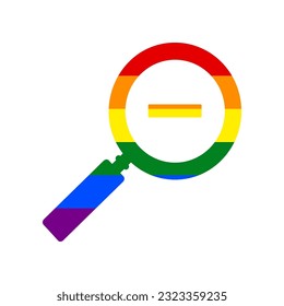 Zoom sign illustration. Rainbow gay LGBT rights colored Icon at white Background. Illustration.