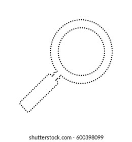 Zoom sign illustration. Vector. Black dotted icon on white background. Isolated.
