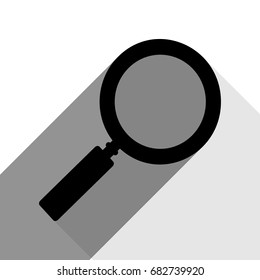Zoom sign illustration. Vector. Black icon with two flat gray shadows on white background.