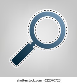 Zoom sign illustration. Vector. Blue icon with outline for cutting out at gray background.