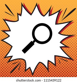 Zoom sign illustration. Vector. Comics style icon on pop-art background.