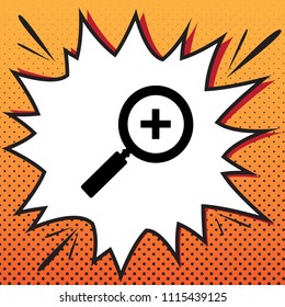 Zoom sign illustration. Vector. Comics style icon on pop-art background.