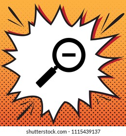 Zoom sign illustration. Vector. Comics style icon on pop-art background.