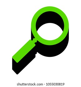 Zoom sign illustration. Vector. Green 3d icon with black side on white background. Isolated.