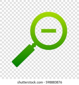 Zoom sign illustration. Vector. Green gradient icon on transparent background.