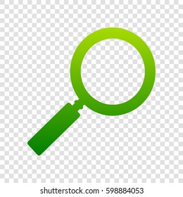 Zoom sign illustration. Vector. Green gradient icon on transparent background.