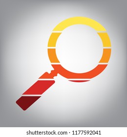Zoom sign illustration. Vector. Horizontally sliced icon with colors from sunny gradient in gray background.