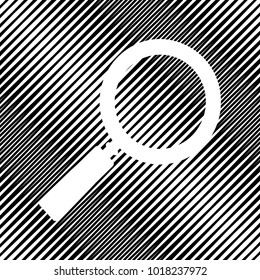 Zoom sign illustration. Vector. Icon. Hole in moire background.