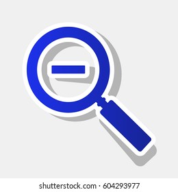 Zoom sign illustration. Vector. New year bluish icon with outside stroke and gray shadow on light gray background.