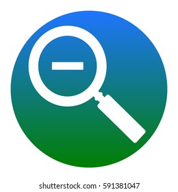 Zoom sign illustration. Vector. White icon in bluish circle on white background. Isolated.