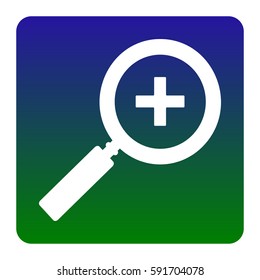 Zoom sign illustration. Vector. White icon at green-blue gradient square with rounded corners on white background. Isolated.