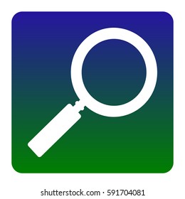 Zoom sign illustration. Vector. White icon at green-blue gradient square with rounded corners on white background. Isolated.
