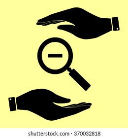 Zoom sign. Save or protect symbol by hands.