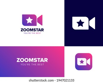 Zoom Star App Logo Design. Videostar-Icon-Design. Vektorgrafik