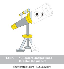 Zoom Telescope. Half part dot to dot educational game for kids.