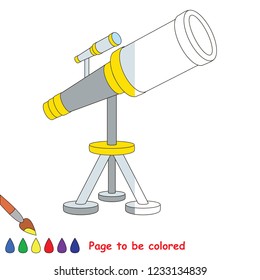 Zoom tool telescope to be colored, the coloring book for preschool kids with easy educational gaming level.