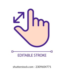 Zoom in touch pixel perfect RGB color icon. Enlargement. Magnify image. Touchscreen control. Display navigation. Silhouette symbol on white space. Solid pictogram. Vector isolated illustration