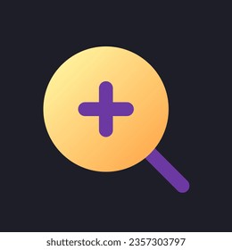 Zoom in transition flat gradient fill ui icon for dark theme. Clip editing. Video software tool. Pixel perfect color pictogram. GUI, UX design on black space. Vector isolated RGB illustration