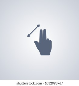 Zoom with two fingers flat icon on gray background