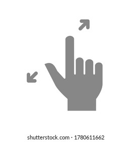 Zoom with two fingers grey icon. Touch screen hand gesture symbol