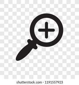 Zoom in vector icon isolated on transparent background, Zoom in transparency logo concept