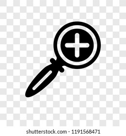Zoom in vector icon isolated on transparent background, Zoom in transparency logo concept