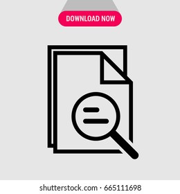 Zoom vector icon, Loupe on the papers symbol. Simple, modern flat vector illustration for mobile app, website or desktop app 