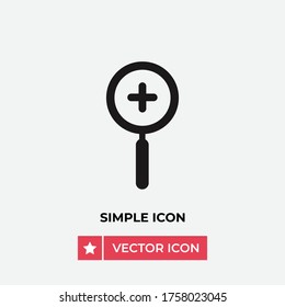Ampliar el icono vectorial, signo sencillo para sitio web y aplicación móvil.