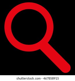 Zoom vector icon. Style is contour flat icon symbol, red color, black background.