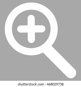 Zoom In vector icon. Style is linear flat icon symbol, white color, silver background.