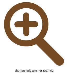 Zoom In vector icon. Style is stroke flat icon symbol, brown color, white background.