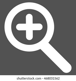 Zoom In vector icon. Style is stroke flat icon symbol, white color, gray background.