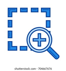 Zoom in vector line icon isolated on white background. Zoom in line icon for infographic, website or app. Blue icon designed on a grid system.