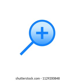 Zoom in vector pictogram. Blue line icon with gradient fill of set Simple Line Filled