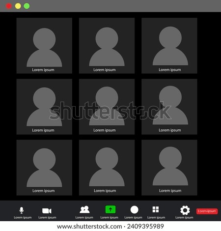 Zoom Video Call Template. Meeting App Flat Vector UI Interface. webex. Google Meet. Google Classroom. GCR. GMeet. Youtube. Netflix. Spotify