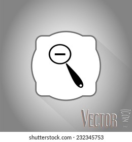 Zoom in web icon. Magnifier with decreasing. Flat style. Made in vector