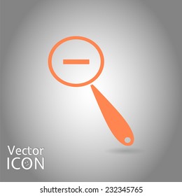 Zoom in web icon. Magnifier with decreasing. Flat style. Made in vector