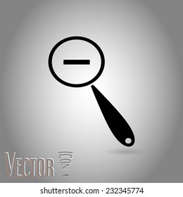Zoom in web icon. Magnifier with decreasing. Flat style. Made in vector