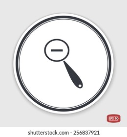 Zoom in web icon. Magnifier with decreasing. Flat style. Made in vector. Emblem or label with shadow.