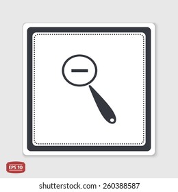 Zoom in web icon. Magnifier with decreasing. Flat style. Made in vector. Emblem or label with shadow.