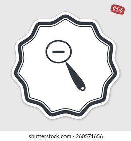Zoom in web icon. Magnifier with decreasing. Flat style. Made in vector. Emblem or label with shadow.