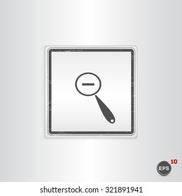 Zoom in web icon. Magnifier with decreasing. Flat style. Made in vector. Emblem or label with shadow.