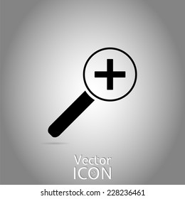 Zoom in web icon. Magnifier with increasing. Flat style. Made in vector