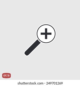 Zoom in web icon. Magnifier with increasing. Flat style. Made in vector