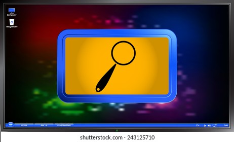 Zoom in web icon on the screen monitor. Made vector illustration