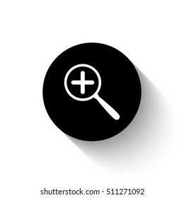 Zoom in - white vector  icon with shadow