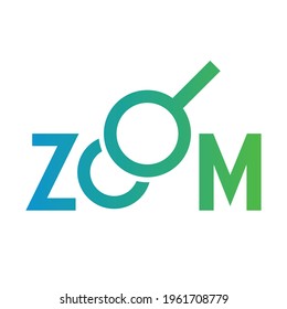 
zoom word. blue-green gradient zoom logo