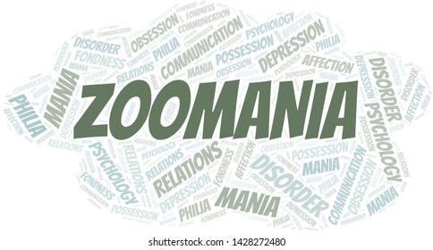 Zoomania word cloud. Type of mania, made with text only.